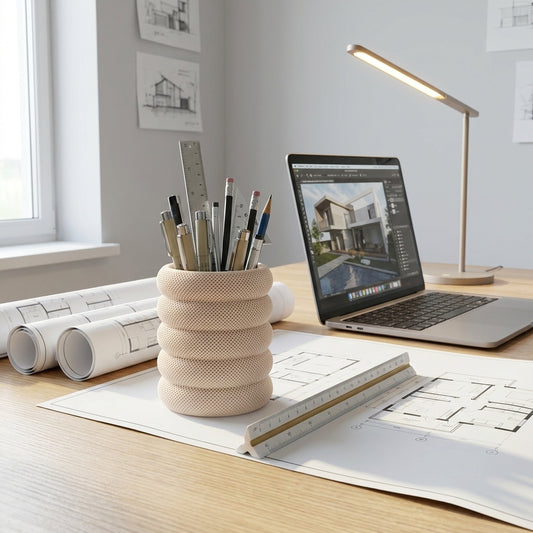 Modern Textured Pen Holder | Minimal Desk Organizer