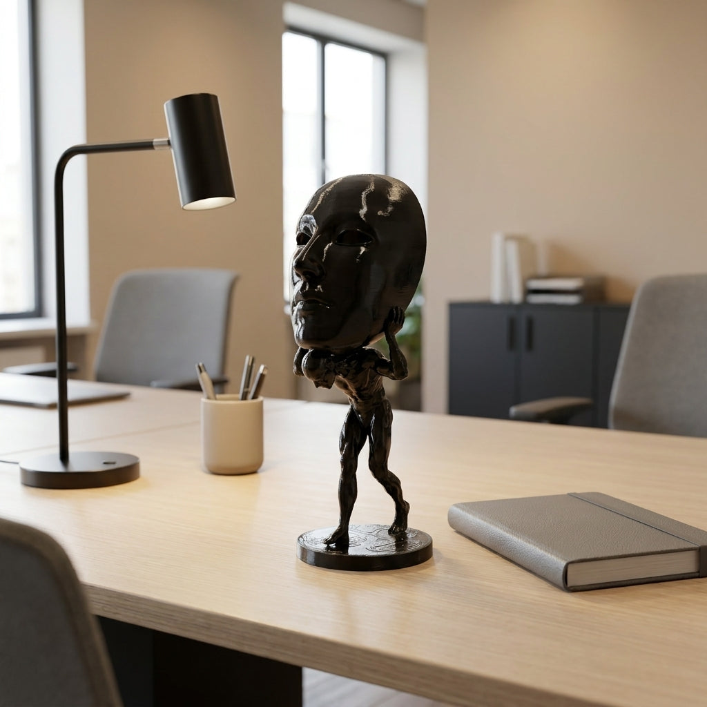 Mask Bearer Sculpture – Surreal Abstract Desk Art