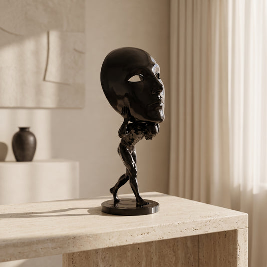 Mask Bearer Sculpture – Surreal Abstract Desk Art