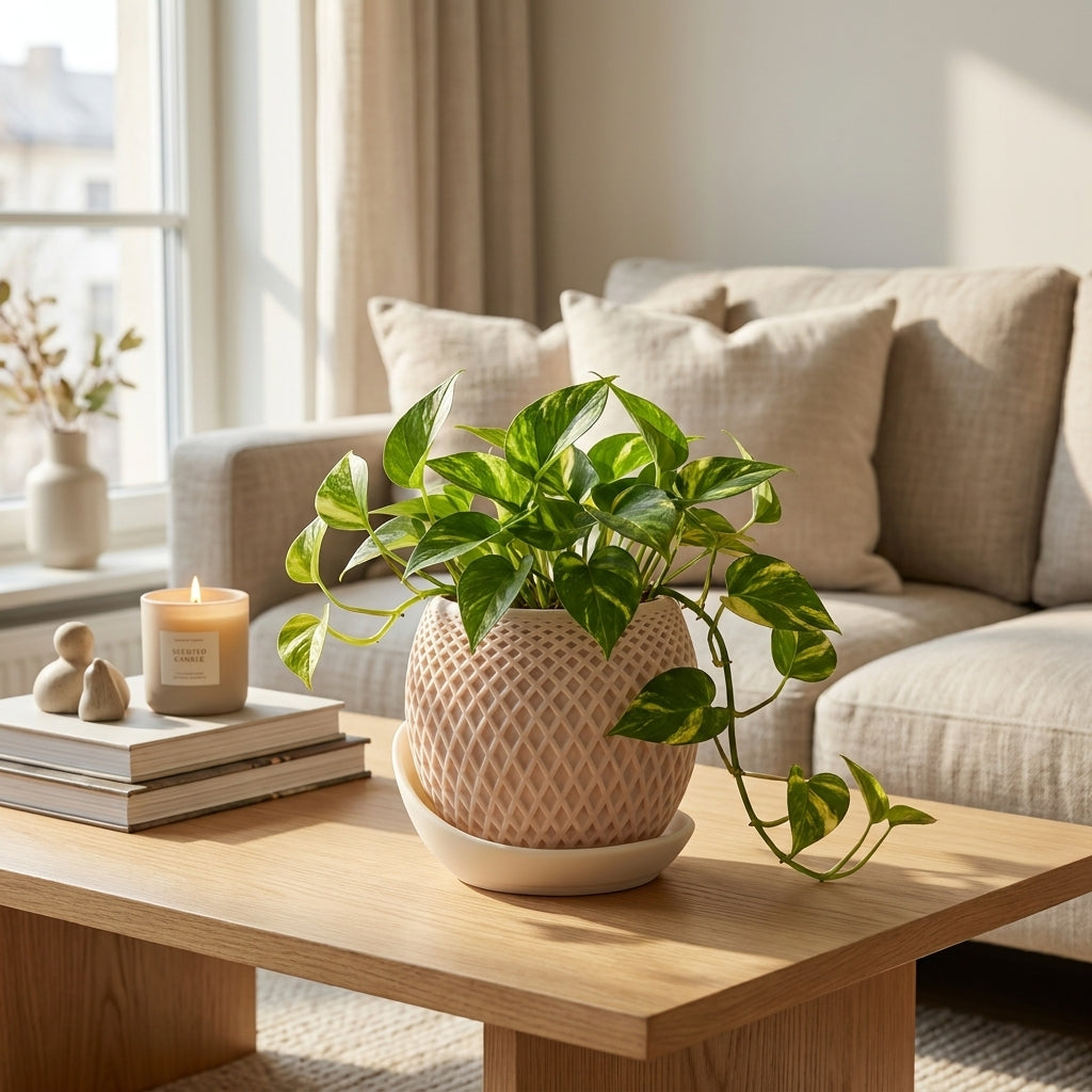 Lattice Indoor Planter with Drainage Tray | Modern Minimalist Plant Pot
