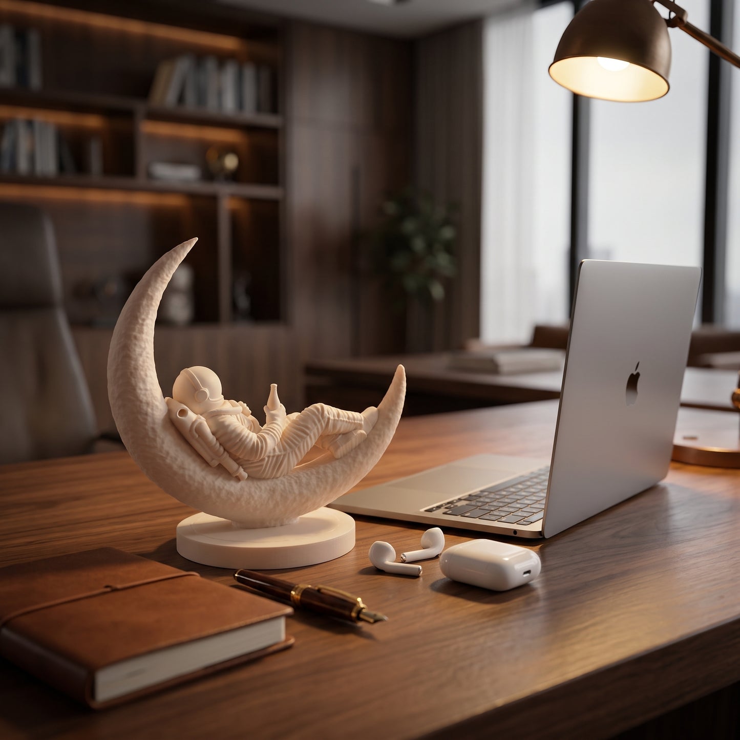 Astronaut on Moon Sculpture | Modern Space-Inspired Décor