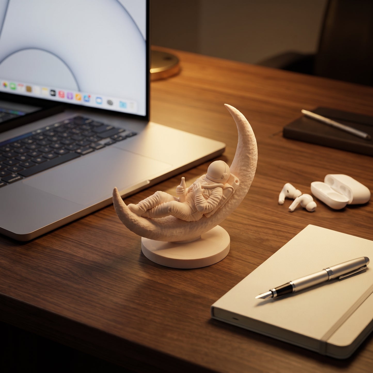 Astronaut on Moon Sculpture | Modern Space-Inspired Décor