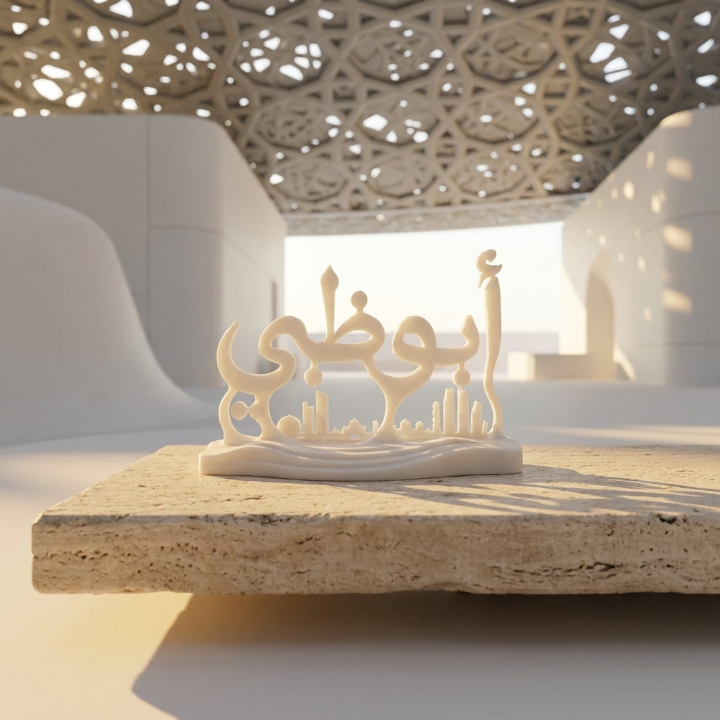 Abu Dhabi Arabic Calligraphy Sculpture – Premium Desk Décor