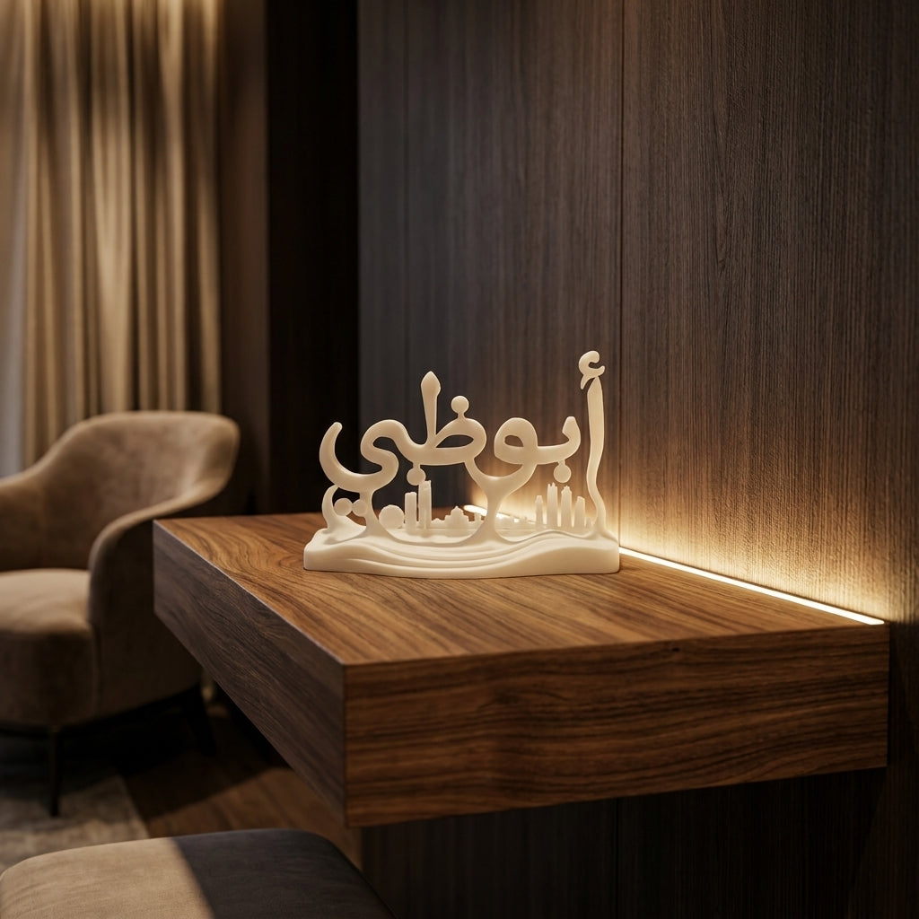 Abu Dhabi Arabic Calligraphy Sculpture – Premium Desk Décor