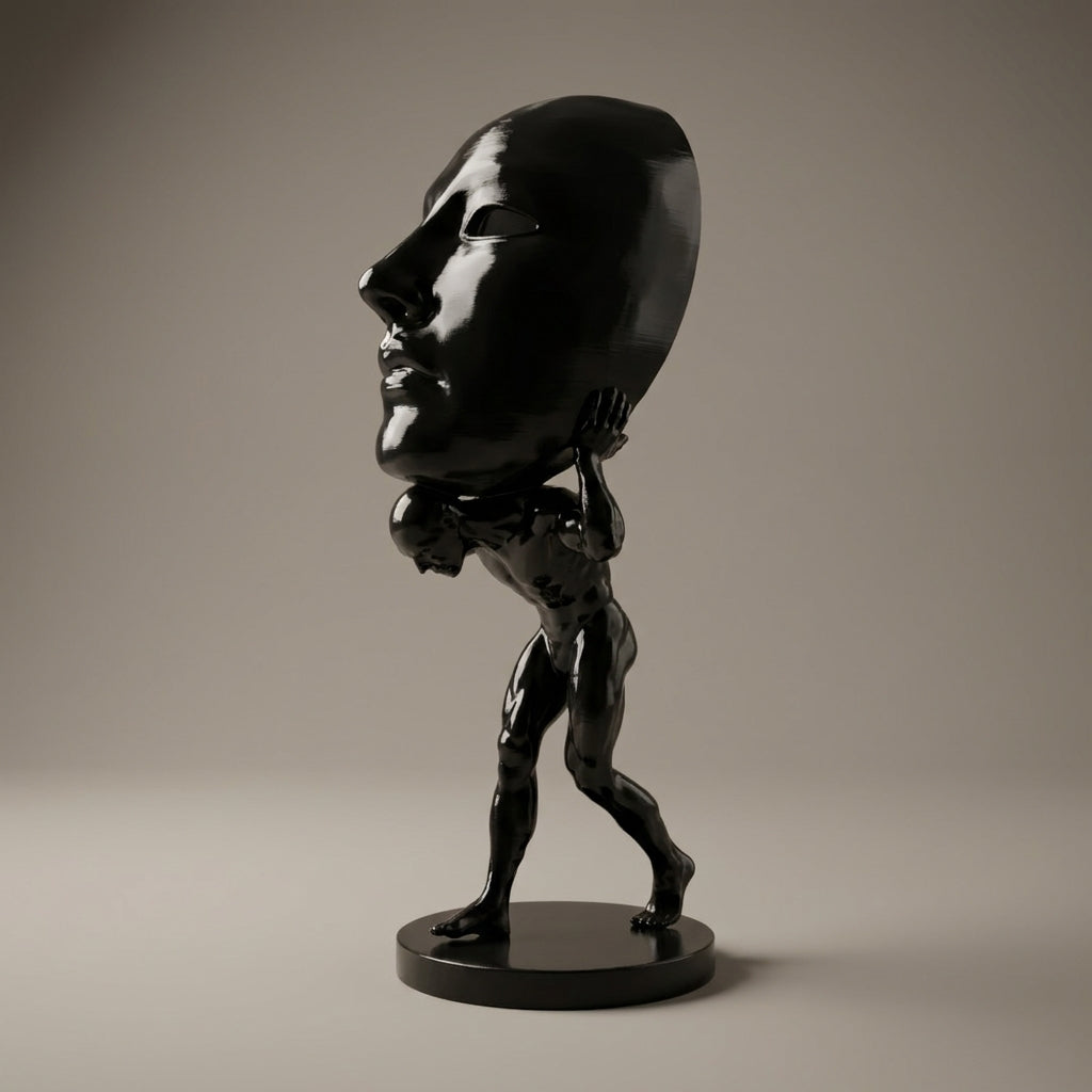 Mask Bearer Sculpture – Surreal Abstract Desk Art